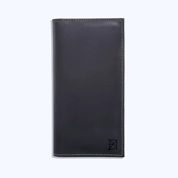 Classic Tan Leather Cheque Book Black Wallet by BM7